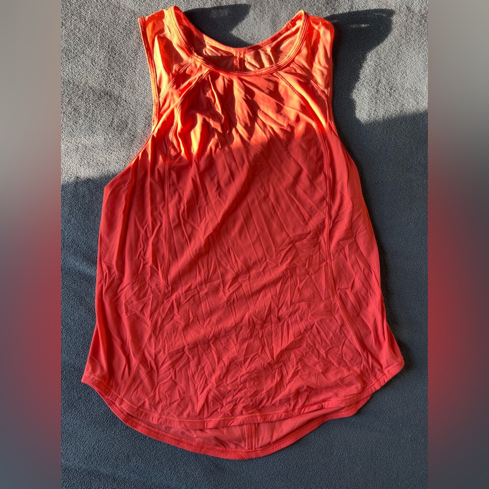 Lululemon Vibrant Orange Sculpt Tank Top with Mesh